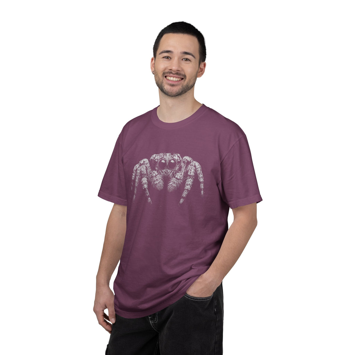 Jumping Spider Comfort Colors T-Shirt | Detailed Black and White Arachnid Graphic Tee
