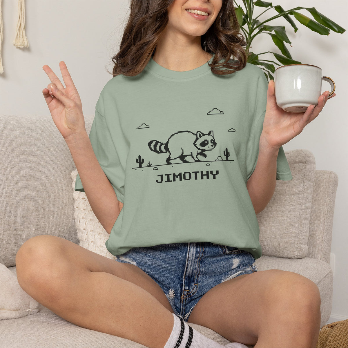 Jimothy Raccoon Pixel Art Shirt – Funny Retro Comfort Colors Tee