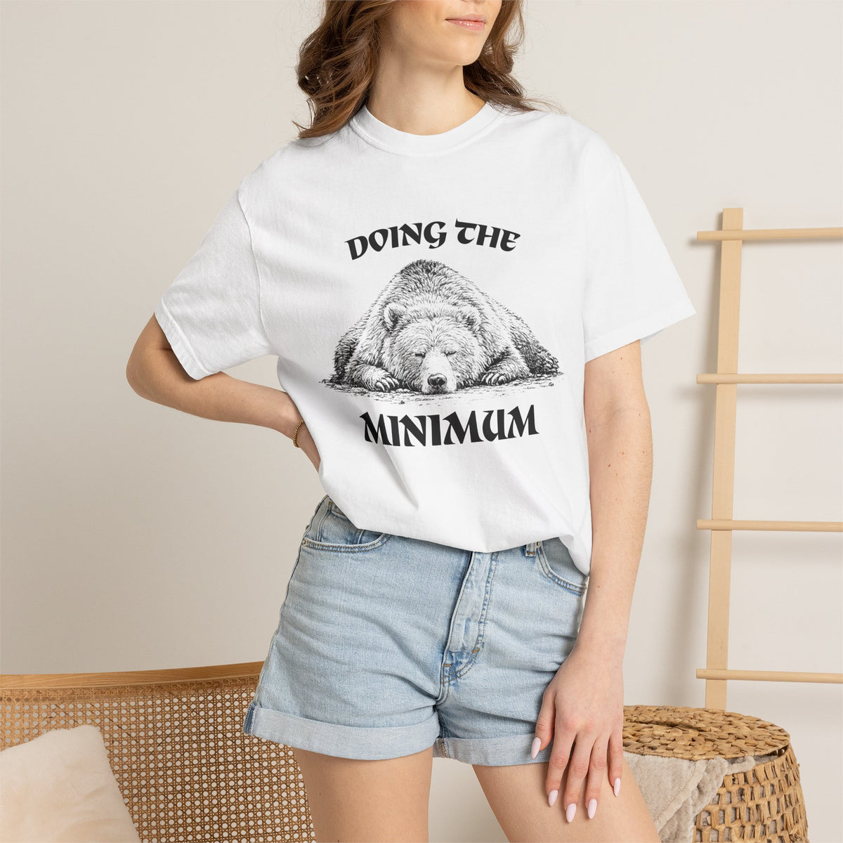 Doing the Bear Minimum Shirt – Funny Lazy Bear Comfort Colors Tee