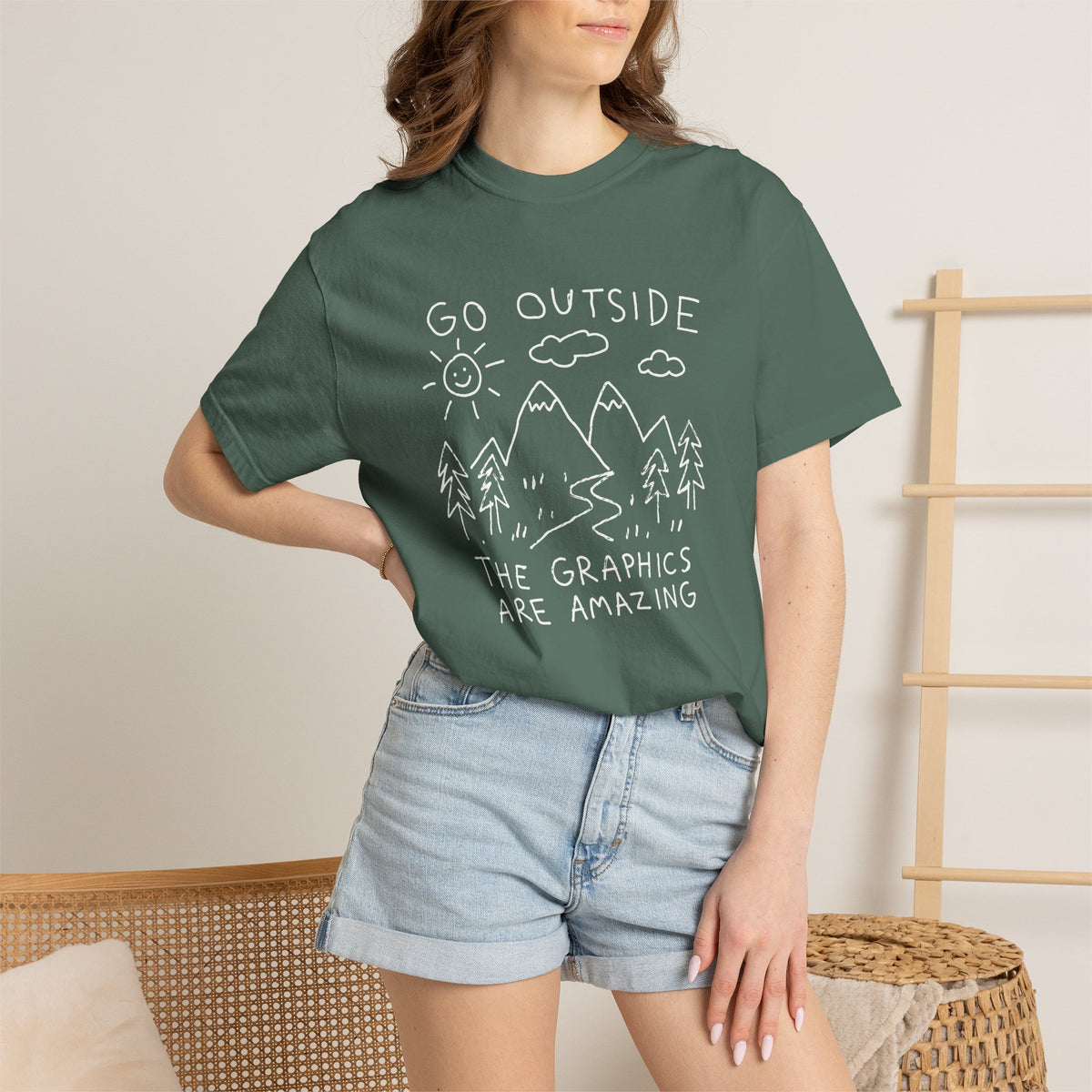 Go Outside The Graphics Are Amazing Comfort Colors T-Shirt | Funny Gamer Hiking Tee