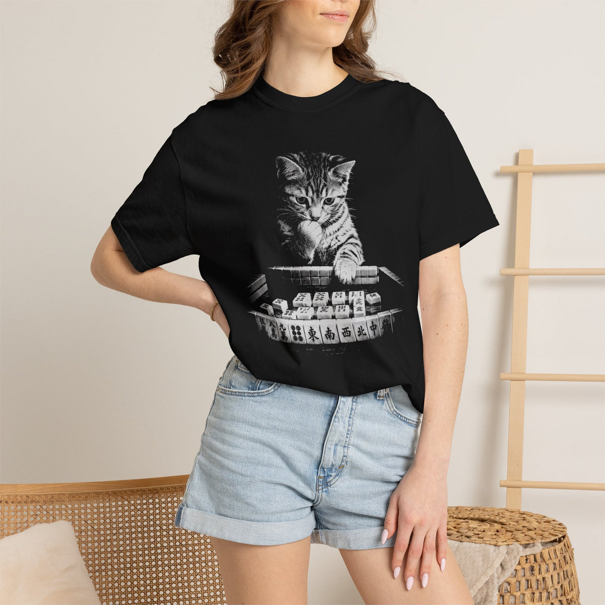 Cat Playing Mahjong Shirt – Funny Mahjong Comfort Colors Graphic Tee