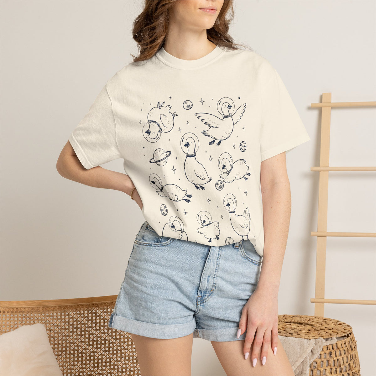 Cute Space Goose Shirt – Astronaut Animal Comfort Colors Graphic Tee