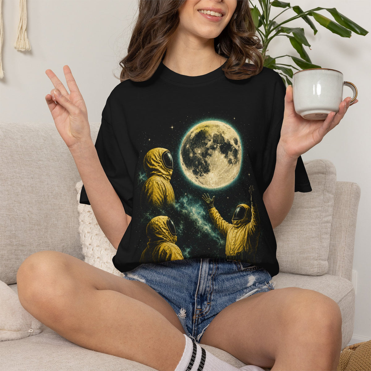 Moonlit Backrooms Crew Comfort Colors T-Shirt | Liminal Horror Cosmic Graphic Tee