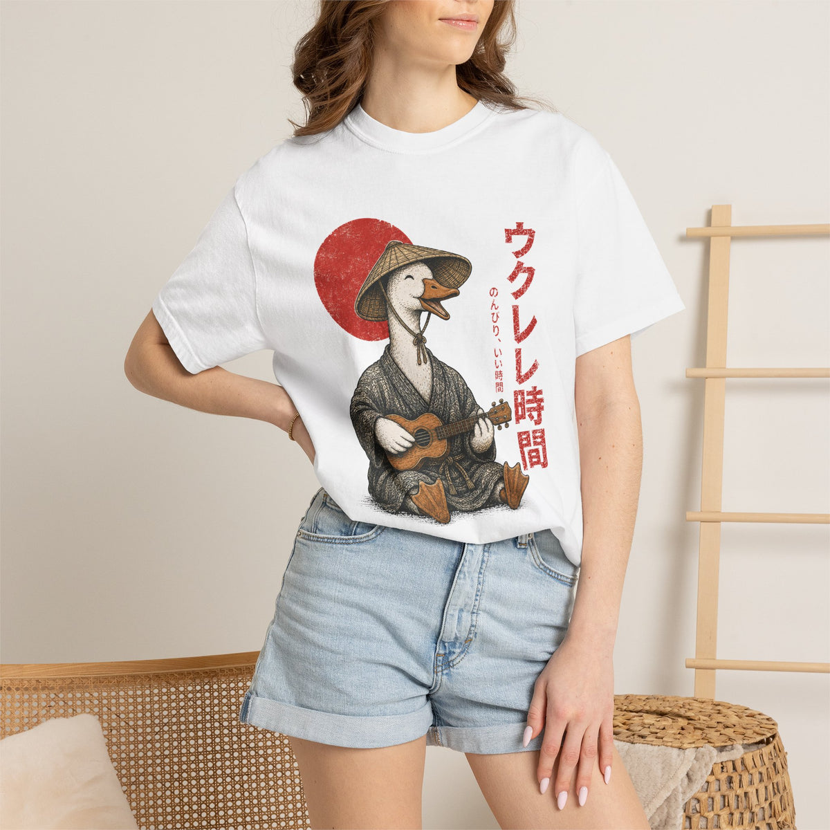 Goose Playing Ukulele Shirt – Japanese Comfort Colors Graphic Tee