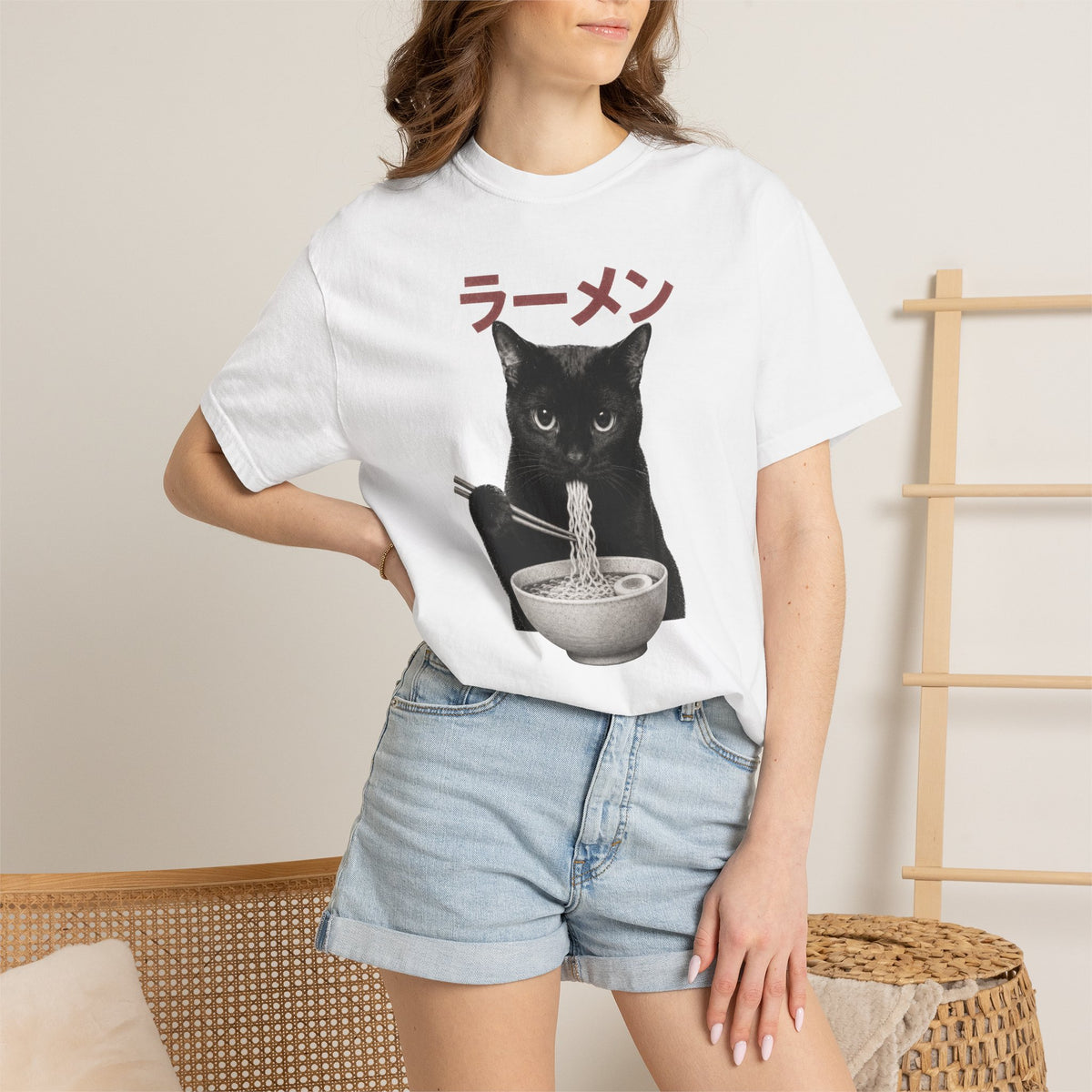 Black Cat Eating Ramen Shirt – Funny Japanese Comfort Colors Tee
