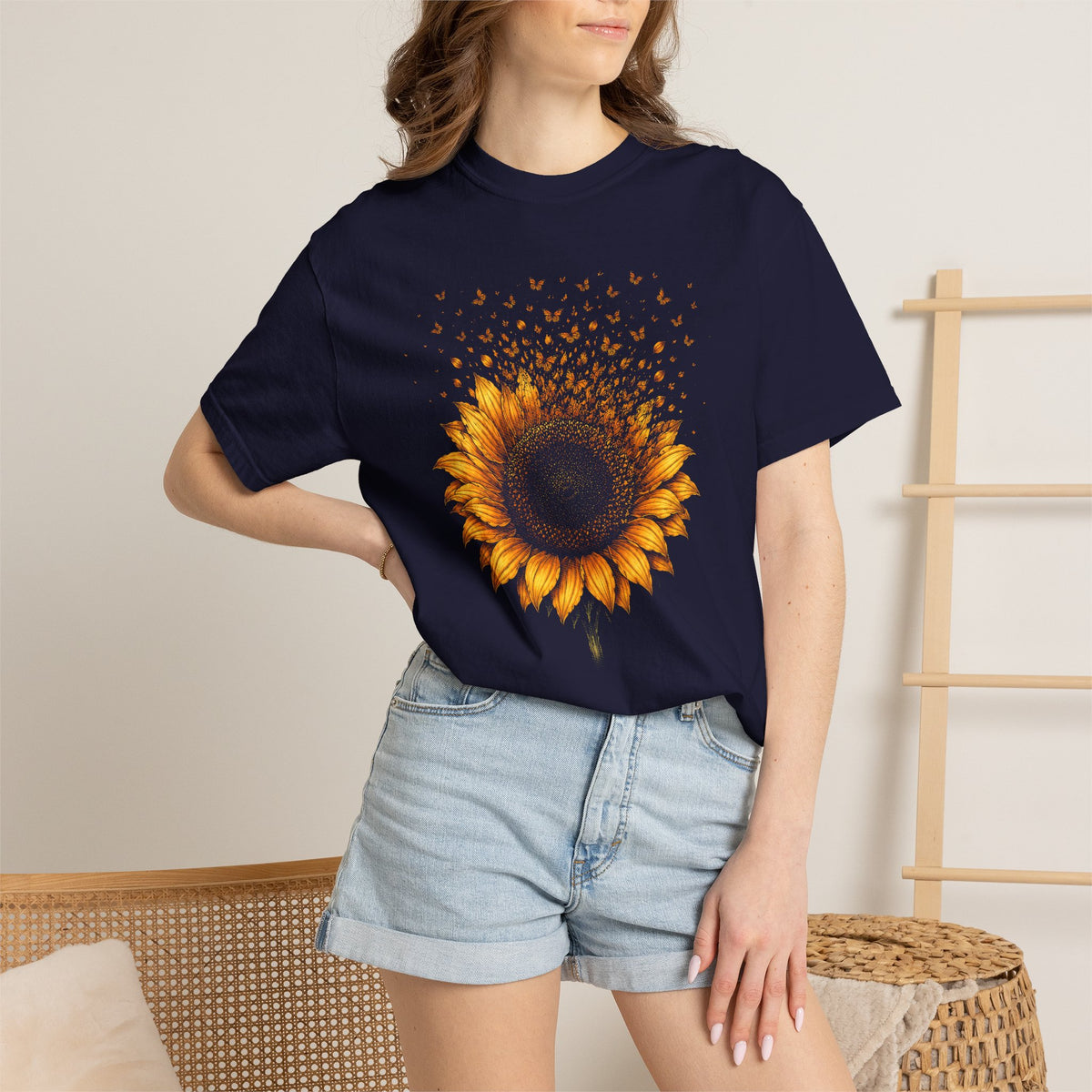 Sunflower Butterfly Shirt – Botanical Comfort Colors Graphic Tee