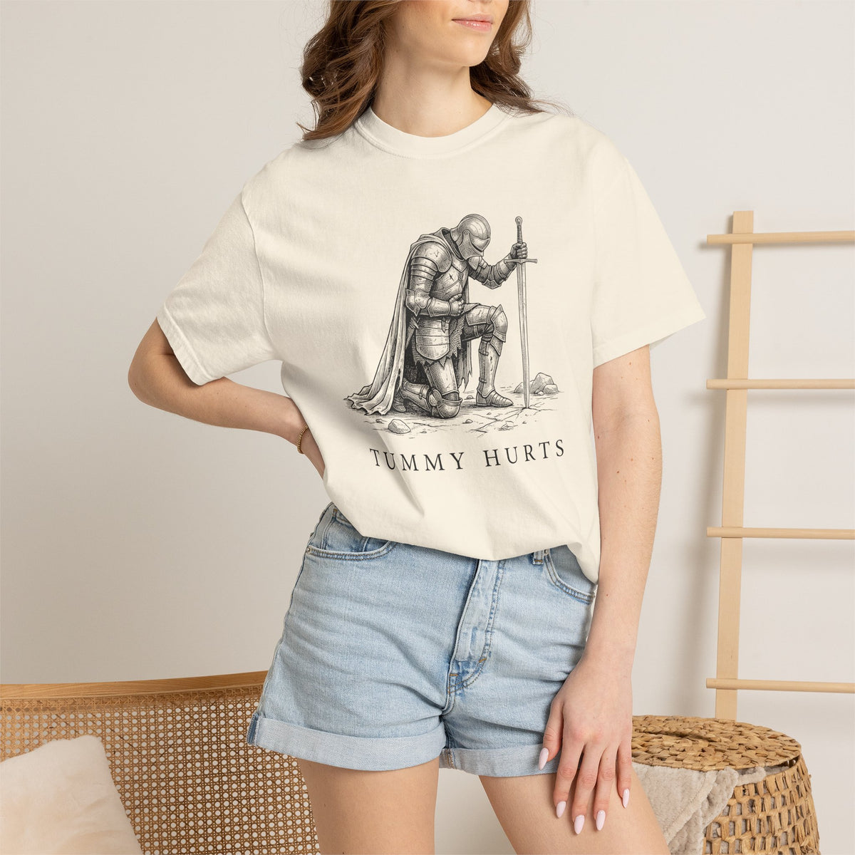 Tummy Hurts Knight Shirt – Funny Medieval Comfort Colors Graphic Tee
