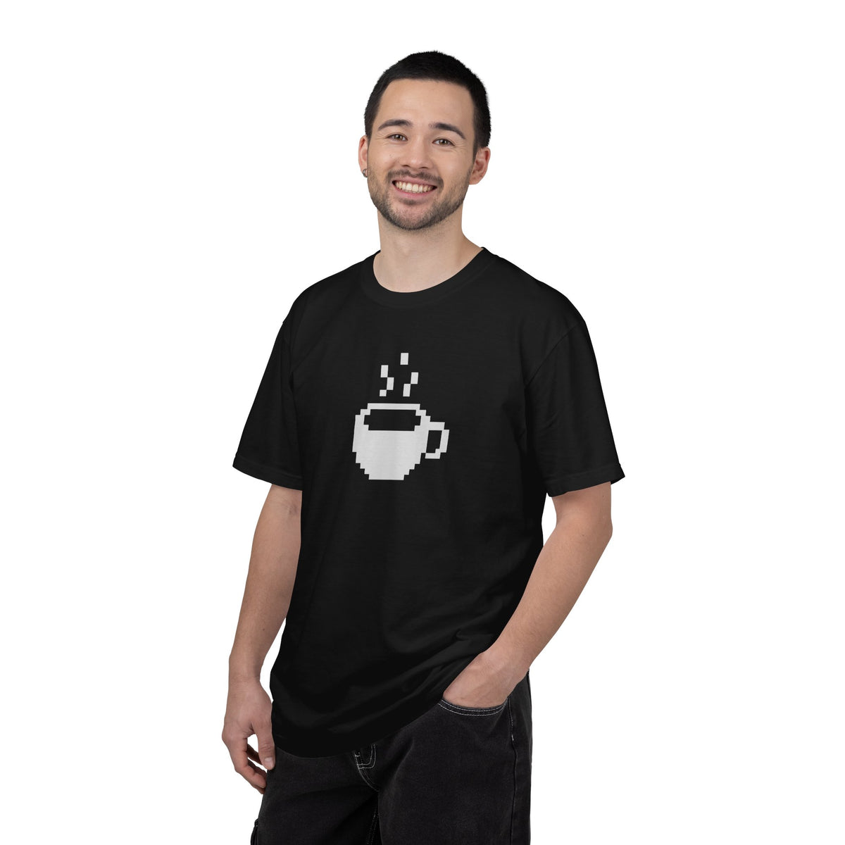 Pixel Coffee Cup Comfort Colors T-Shirt | Minimalist Retro Gamer Coffee Graphic Tee