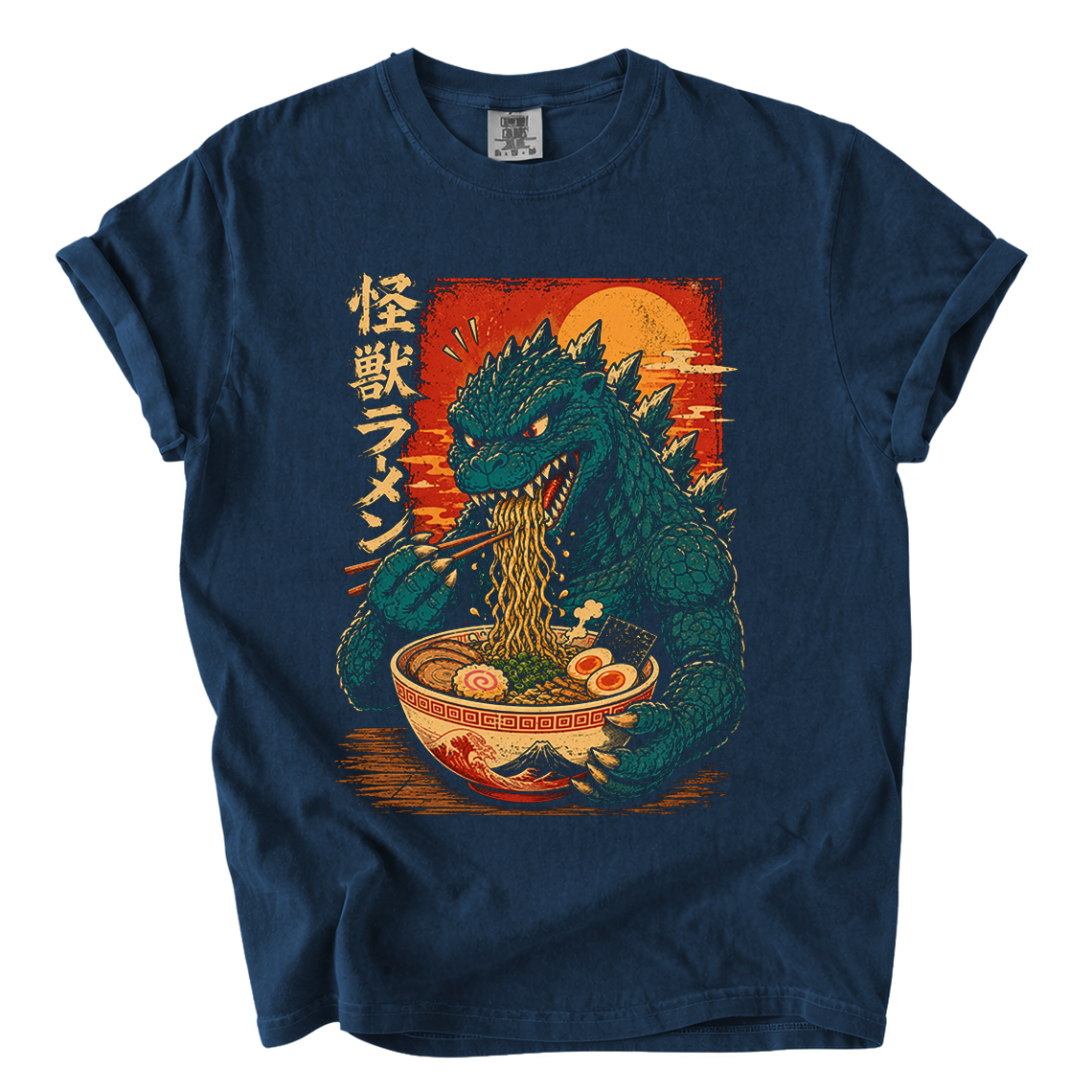 Kaiju Eating Ramen Comfort Colors T-Shirt | Japanese Monster Noodle Graphic Tee