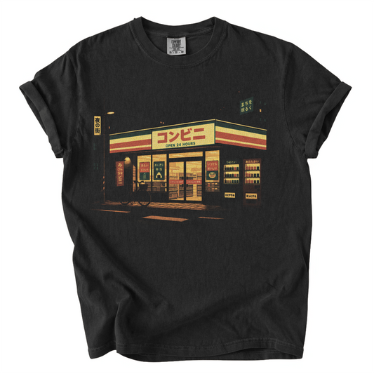 Japanese Konbini Convenience Store Comfort Colors T-Shirt | Retro Tokyo Night Graphic Tee