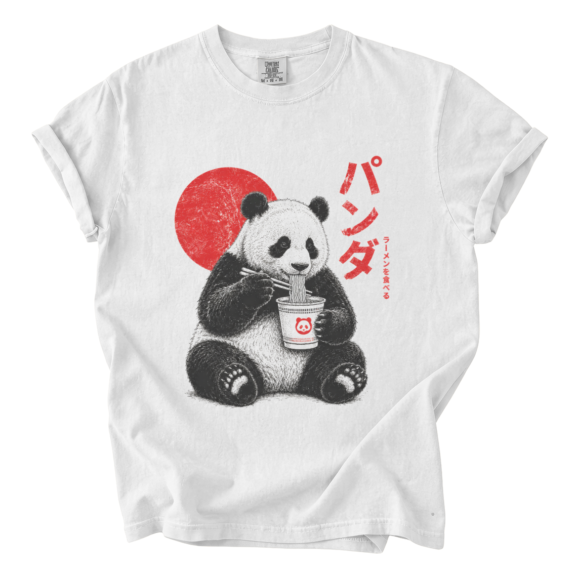 Panda Eating Ramen Comfort Colors T-Shirt | Cute Japanese Noodle Graphic Tee