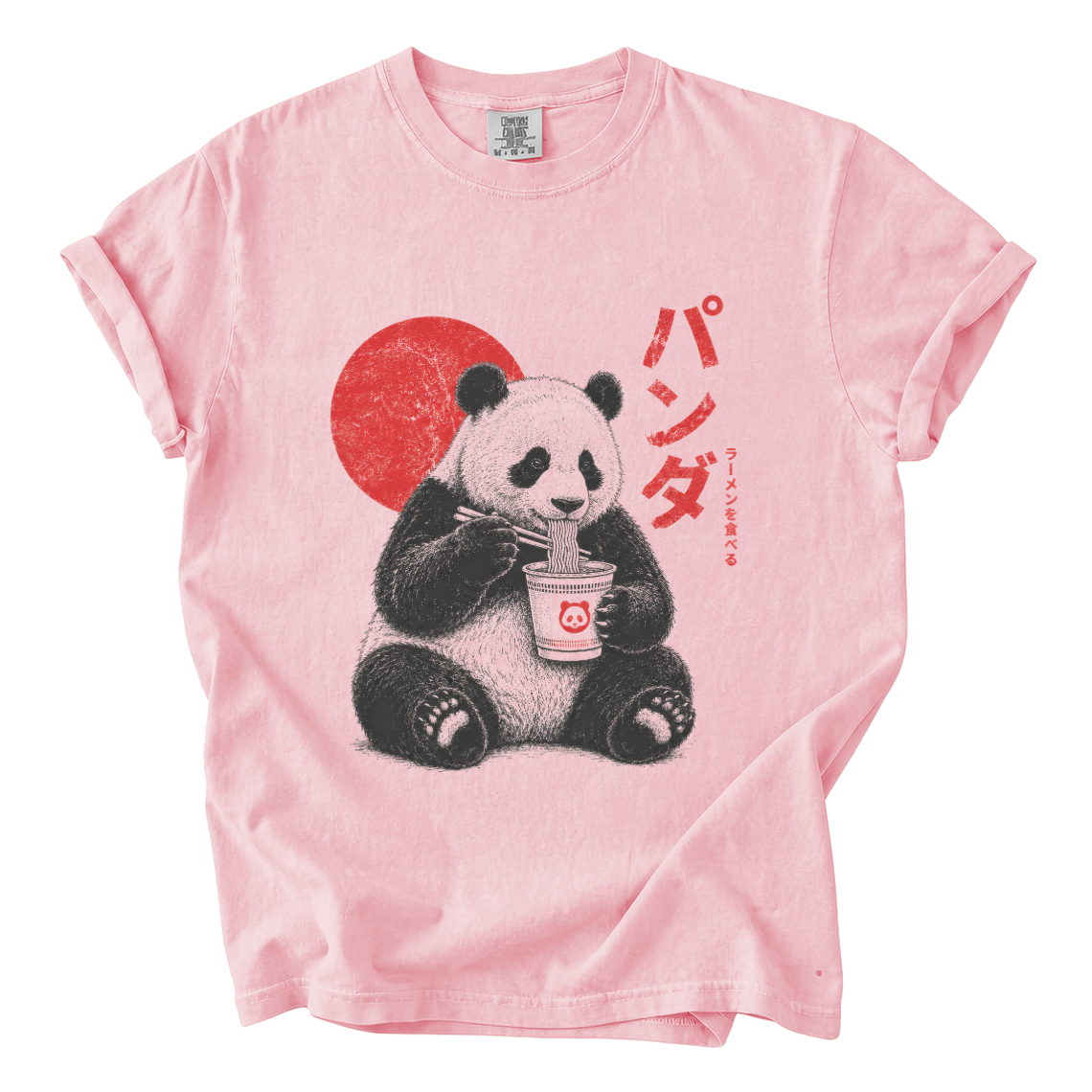 Panda Eating Ramen Comfort Colors T-Shirt | Cute Japanese Noodle Graphic Tee