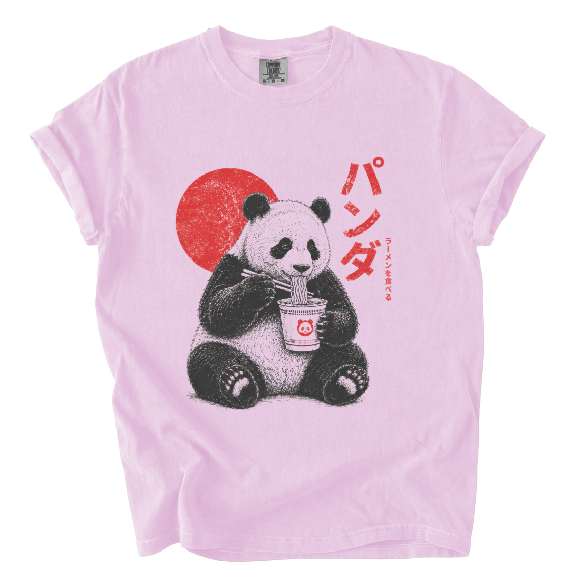Panda Eating Ramen Comfort Colors T-Shirt | Cute Japanese Noodle Graphic Tee