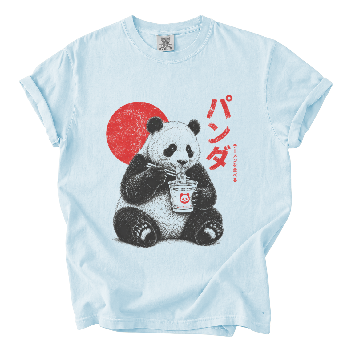 Panda Eating Ramen Comfort Colors T-Shirt | Cute Japanese Noodle Graphic Tee