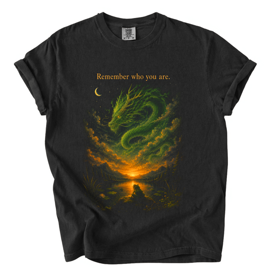 Remember Who You Are Dragon Comfort Colors T-Shirt | Motivational Fantasy Frog Graphic Tee