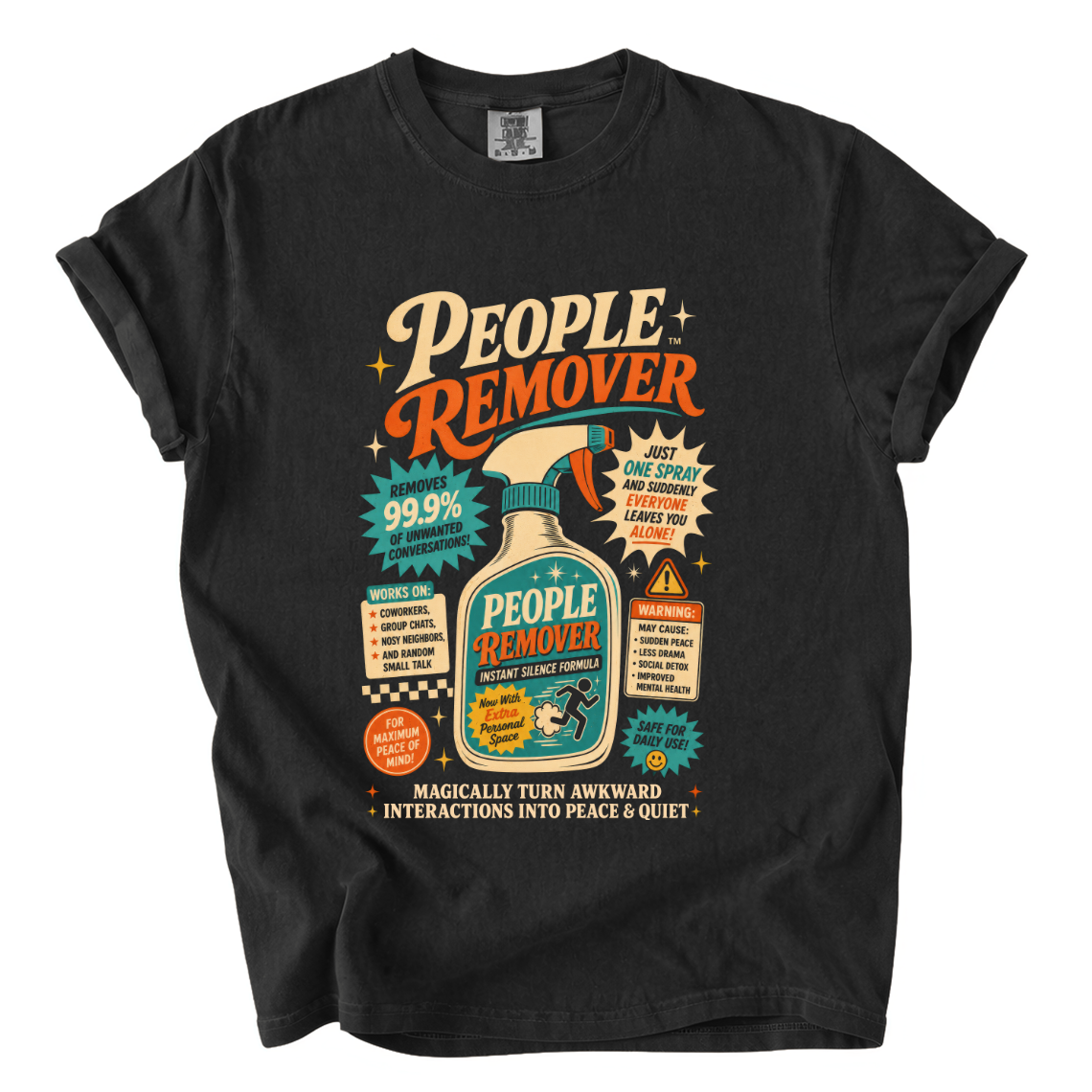 People Remover Spray Comfort Colors T-Shirt | Funny Introvert Retro Advertisement Tee