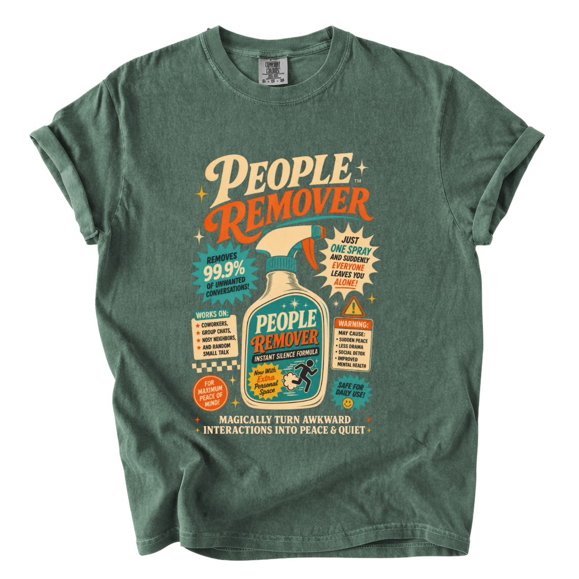 People Remover Spray Comfort Colors T-Shirt | Funny Introvert Retro Advertisement Tee
