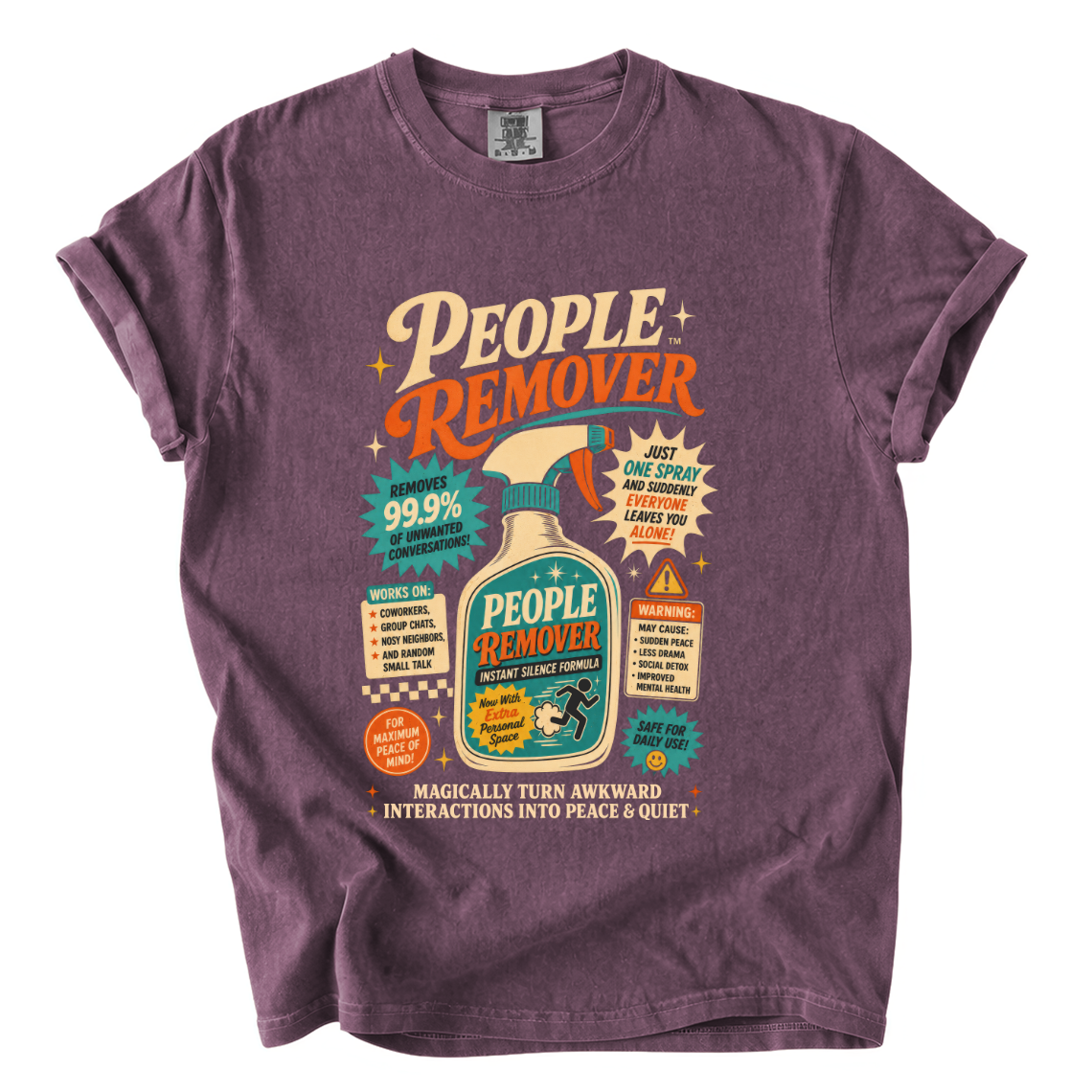People Remover Spray Comfort Colors T-Shirt | Funny Introvert Retro Advertisement Tee