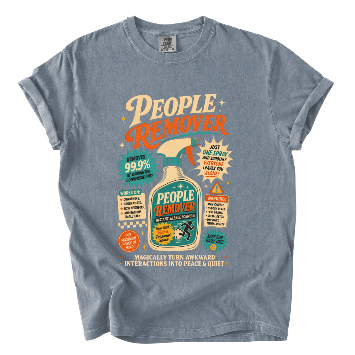 People Remover Spray Comfort Colors T-Shirt | Funny Introvert Retro Advertisement Tee