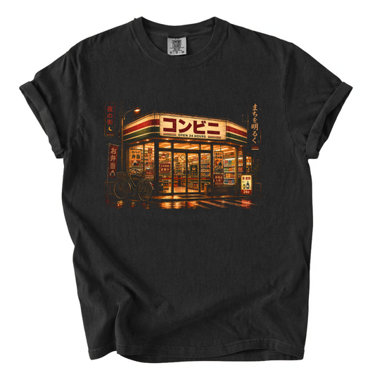 Japanese Konbini 24 Hour Shop Comfort Colors T-Shirt | Tokyo Night Convenience Store Tee