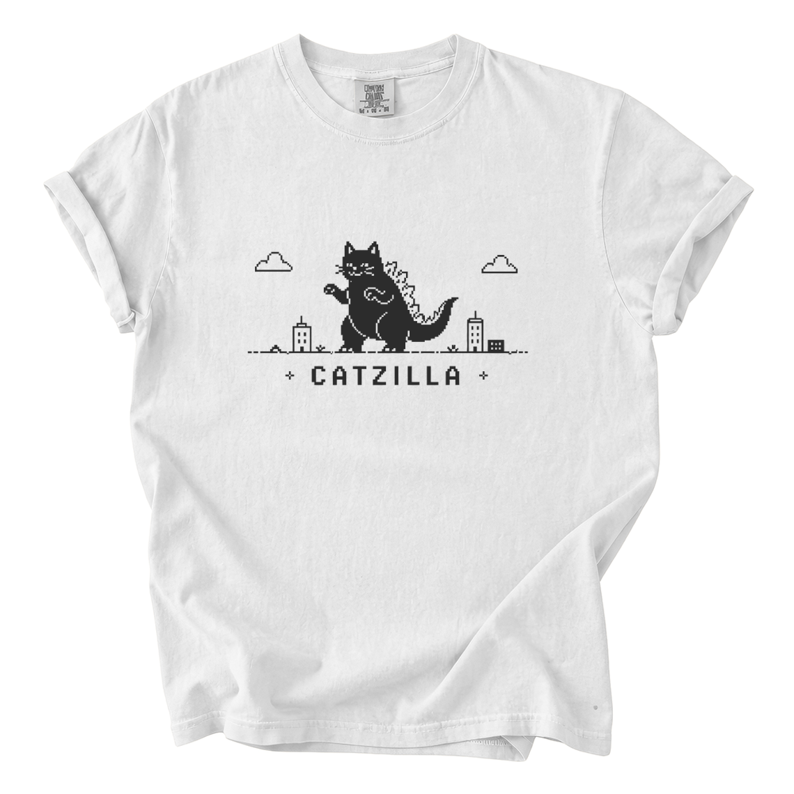 Catzilla Pixel Comfort Colors T-Shirt | Funny Kaiju Cat Retro Gaming Graphic Tee