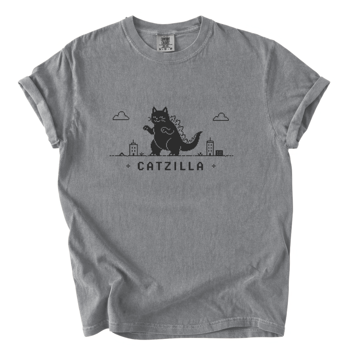 Catzilla Pixel Comfort Colors T-Shirt | Funny Kaiju Cat Retro Gaming Graphic Tee