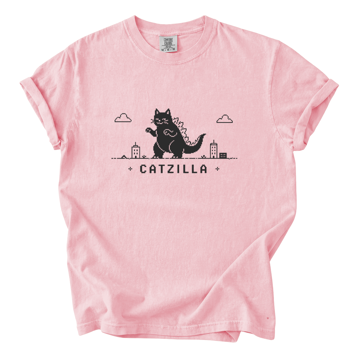 Catzilla Pixel Comfort Colors T-Shirt | Funny Kaiju Cat Retro Gaming Graphic Tee