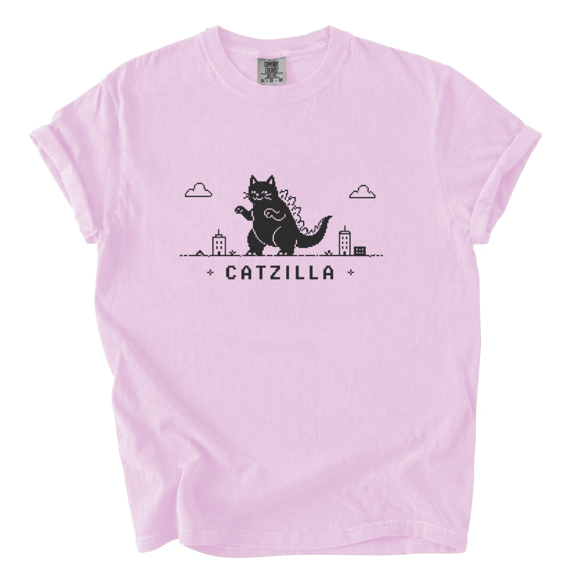 Catzilla Pixel Comfort Colors T-Shirt | Funny Kaiju Cat Retro Gaming Graphic Tee