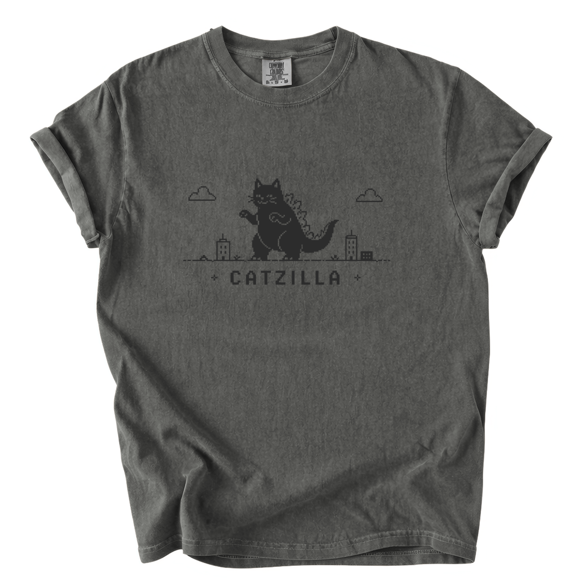 Catzilla Pixel Comfort Colors T-Shirt | Funny Kaiju Cat Retro Gaming Graphic Tee