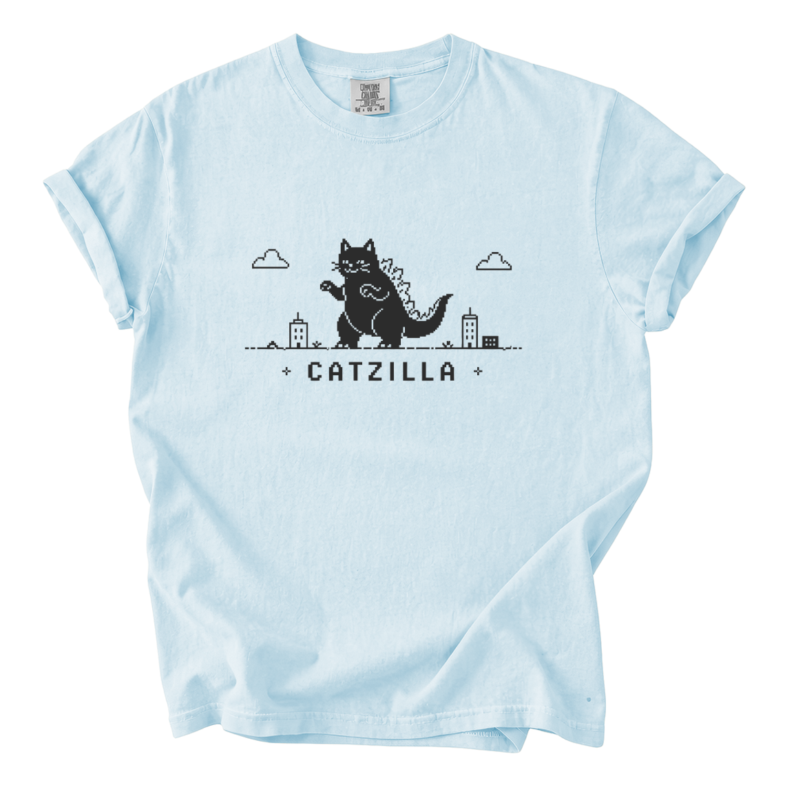 Catzilla Pixel Comfort Colors T-Shirt | Funny Kaiju Cat Retro Gaming Graphic Tee