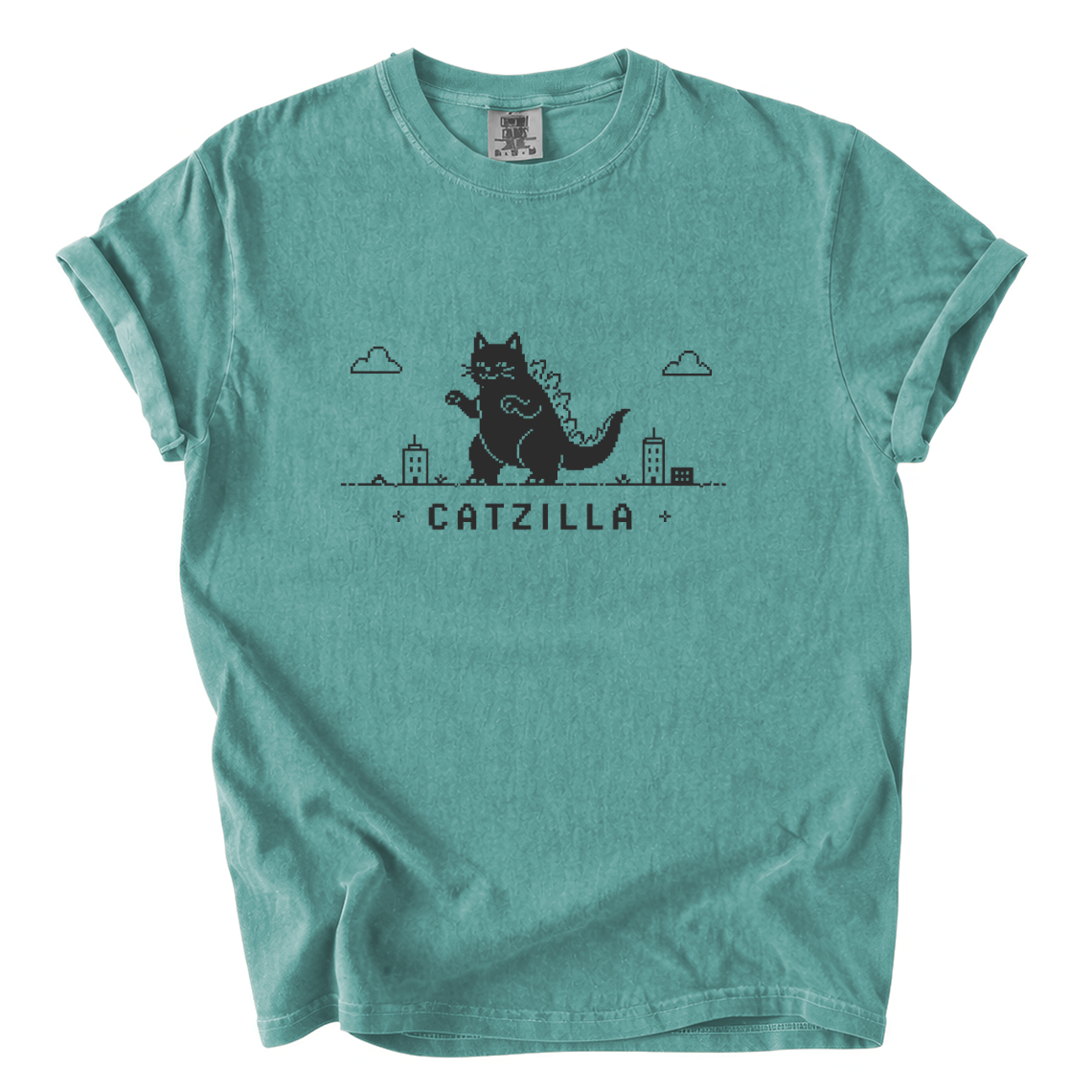 Catzilla Pixel Comfort Colors T-Shirt | Funny Kaiju Cat Retro Gaming Graphic Tee
