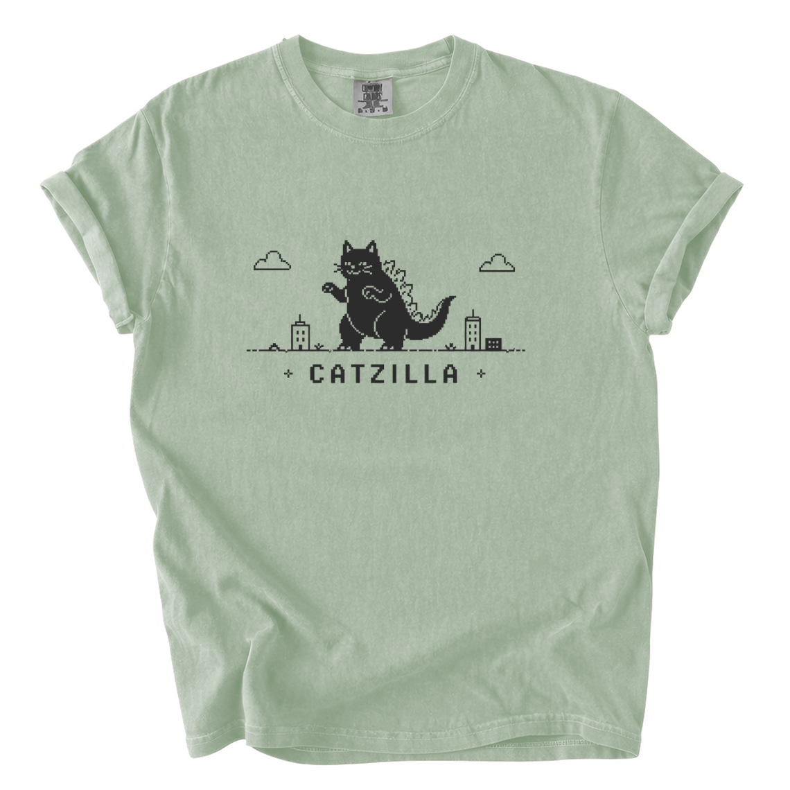 Catzilla Pixel Comfort Colors T-Shirt | Funny Kaiju Cat Retro Gaming Graphic Tee