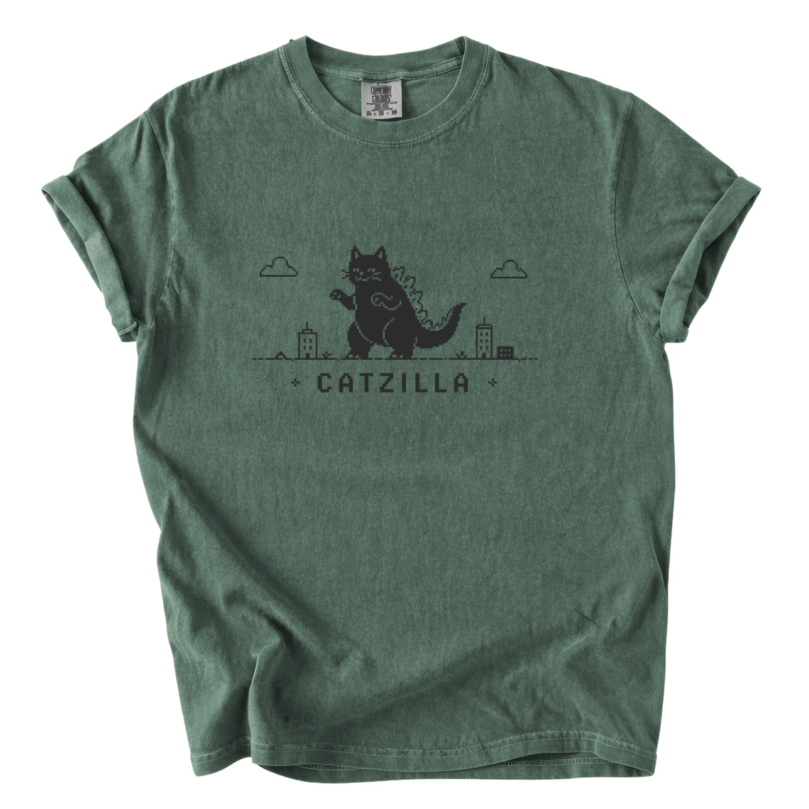 Catzilla Pixel Comfort Colors T-Shirt | Funny Kaiju Cat Retro Gaming Graphic Tee