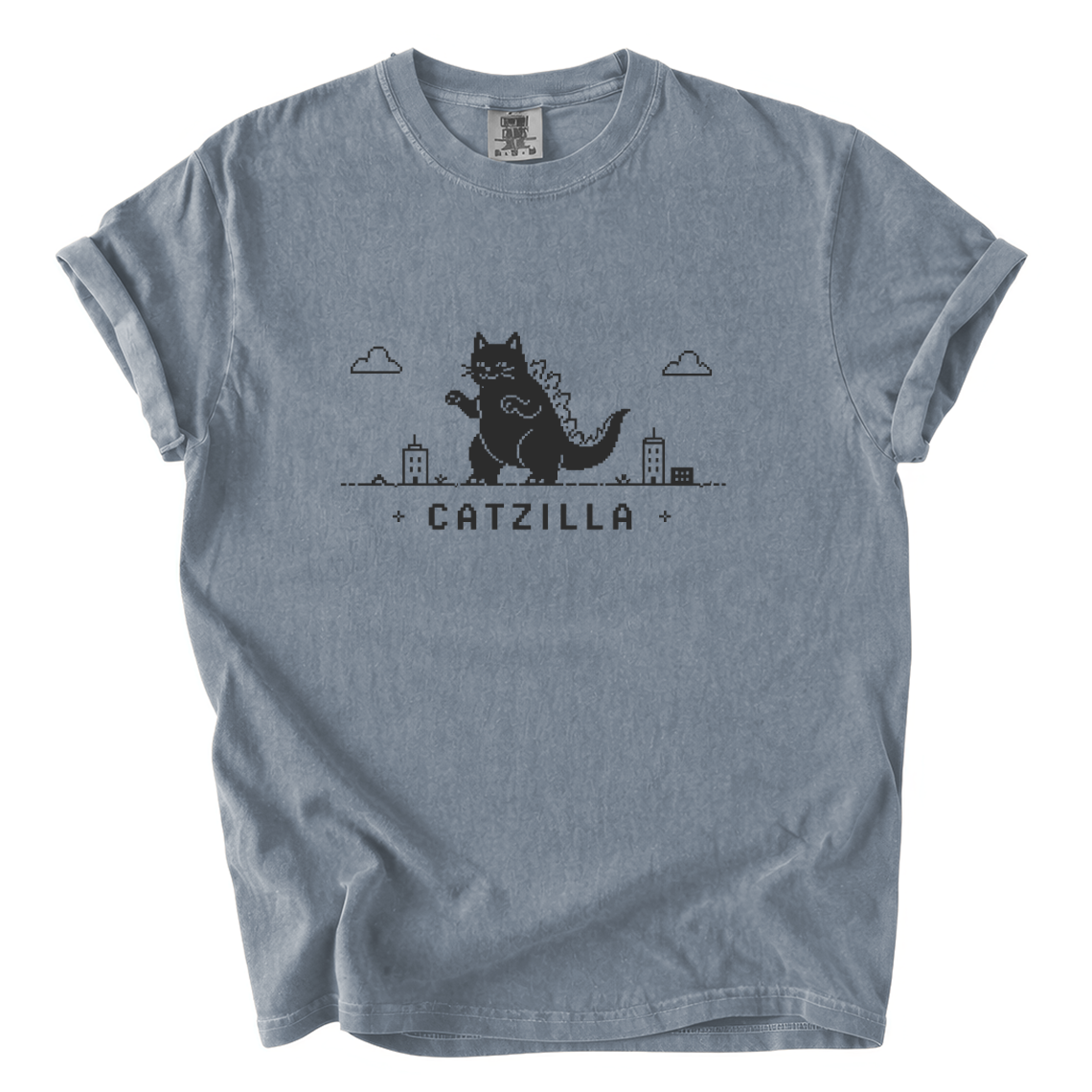 Catzilla Pixel Comfort Colors T-Shirt | Funny Kaiju Cat Retro Gaming Graphic Tee