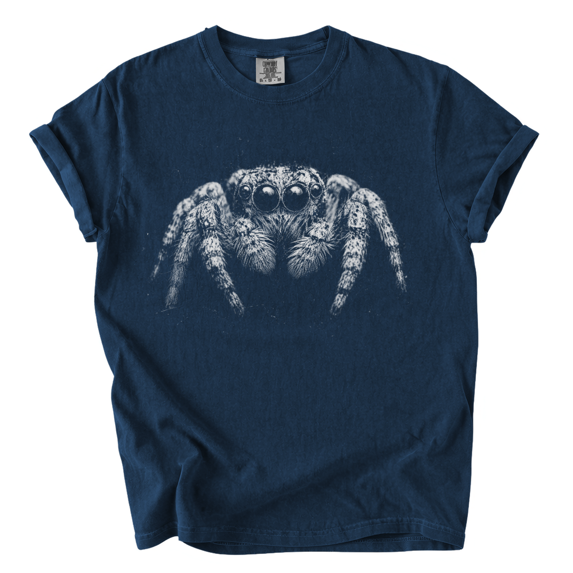 Jumping Spider Comfort Colors T-Shirt | Detailed Black and White Arachnid Graphic Tee