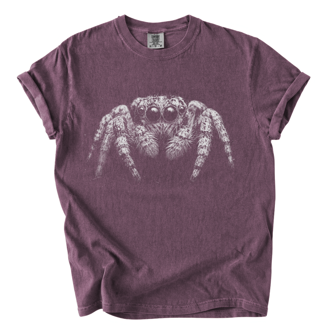 Jumping Spider Comfort Colors T-Shirt | Detailed Black and White Arachnid Graphic Tee