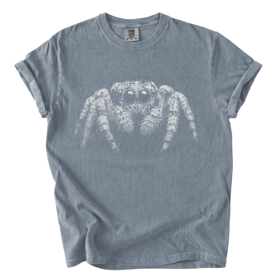 Jumping Spider Comfort Colors T-Shirt | Detailed Black and White Arachnid Graphic Tee