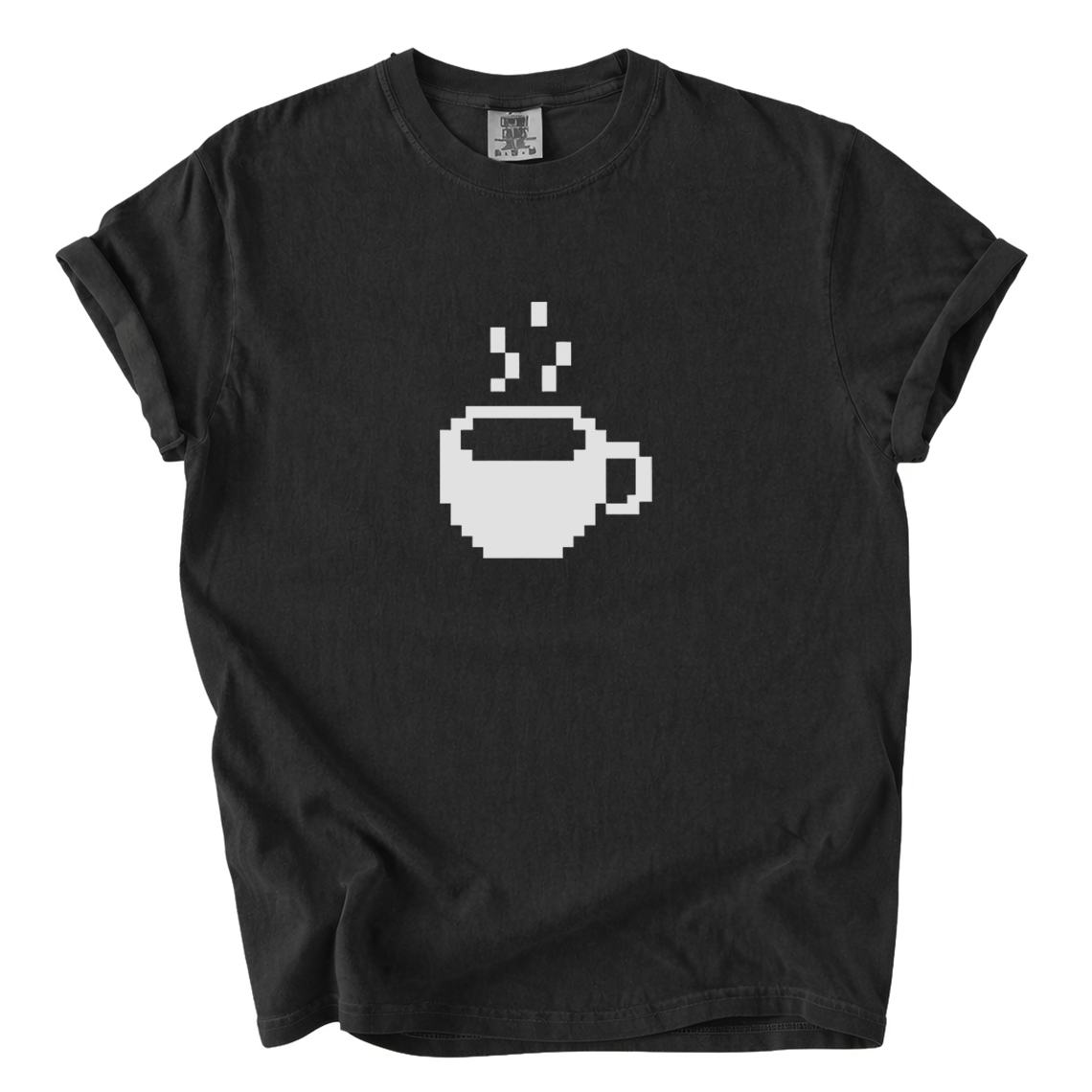 Pixel Coffee Cup Comfort Colors T-Shirt | Minimalist Retro Gamer Coffee Graphic Tee