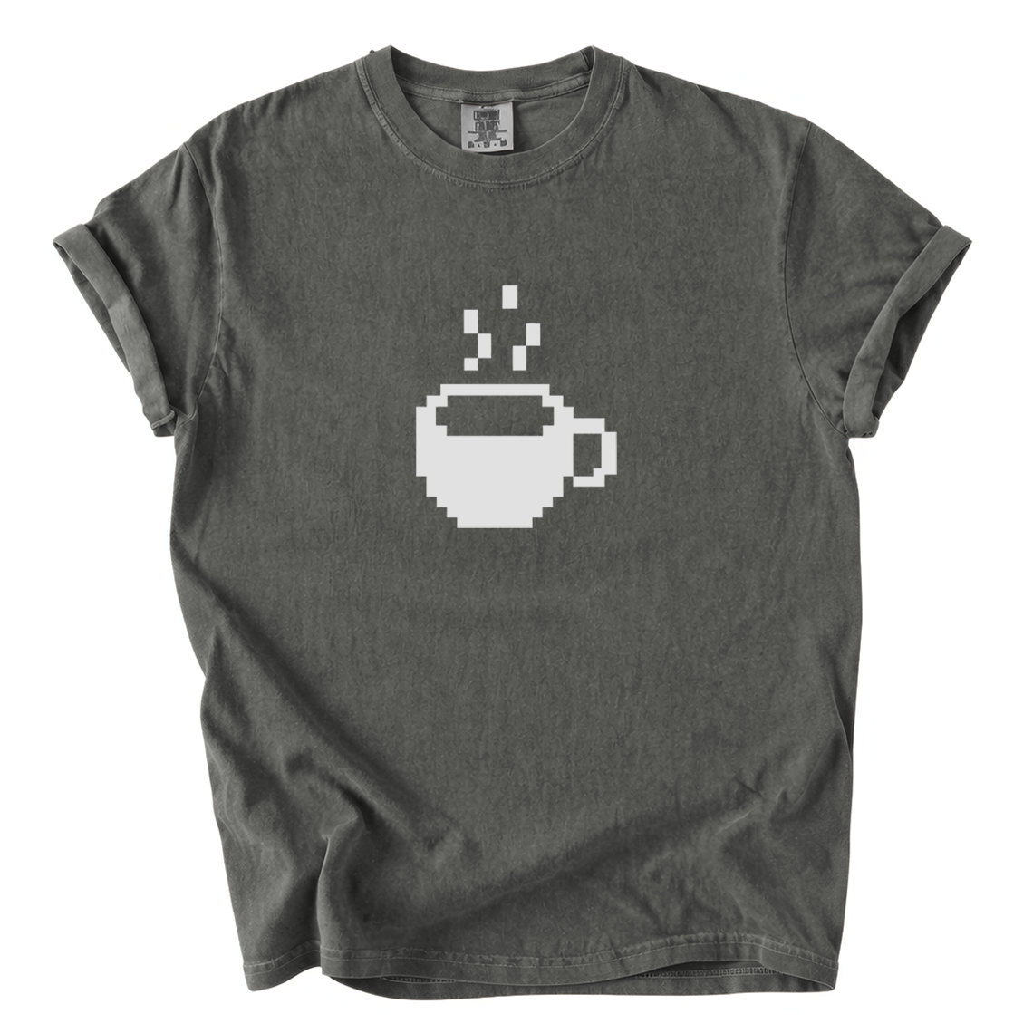 Pixel Coffee Cup Comfort Colors T-Shirt | Minimalist Retro Gamer Coffee Graphic Tee