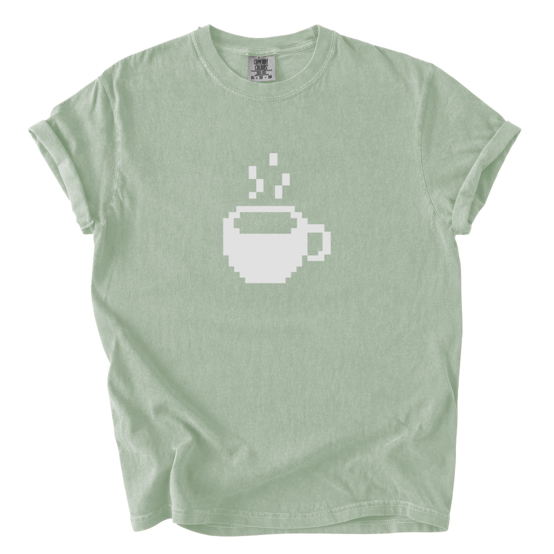 Pixel Coffee Cup Comfort Colors T-Shirt | Minimalist Retro Gamer Coffee Graphic Tee
