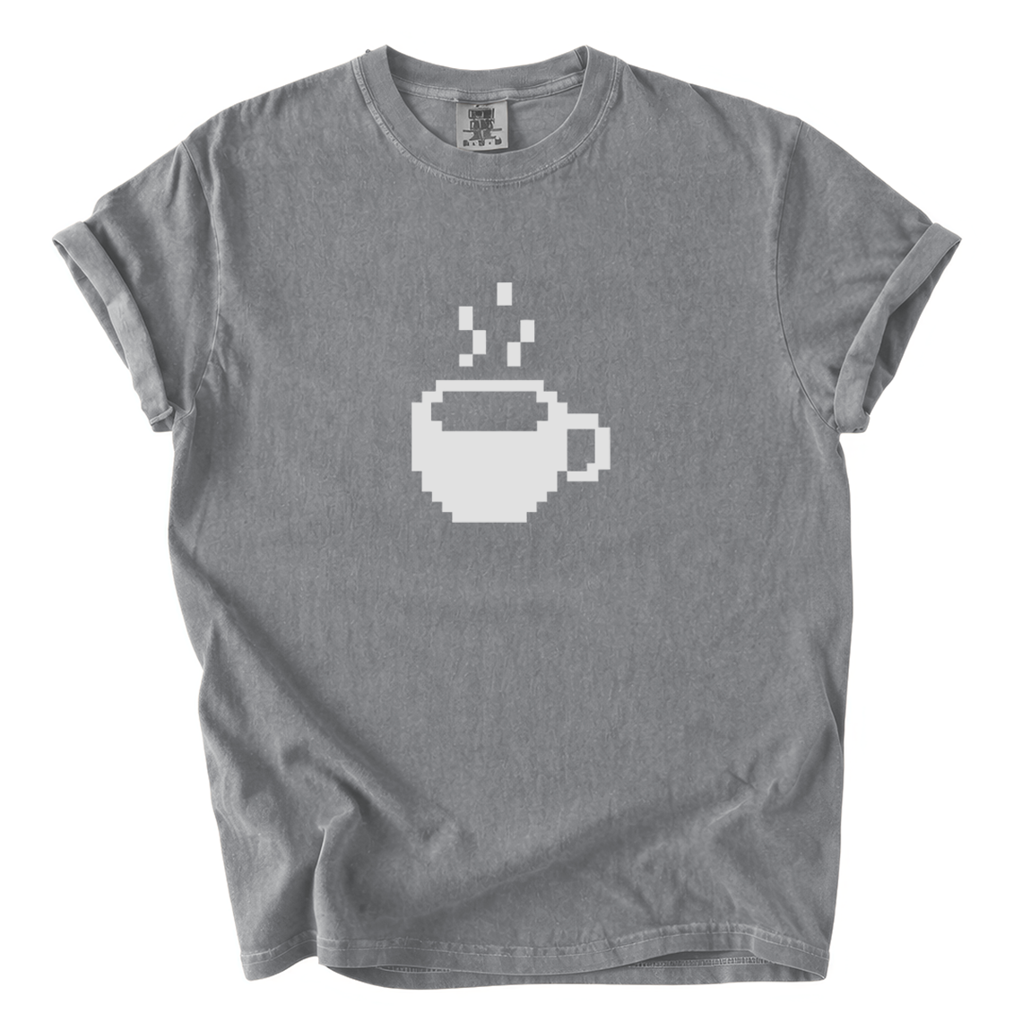 Pixel Coffee Cup Comfort Colors T-Shirt | Minimalist Retro Gamer Coffee Graphic Tee
