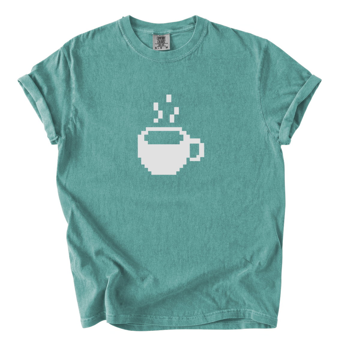 Pixel Coffee Cup Comfort Colors T-Shirt | Minimalist Retro Gamer Coffee Graphic Tee
