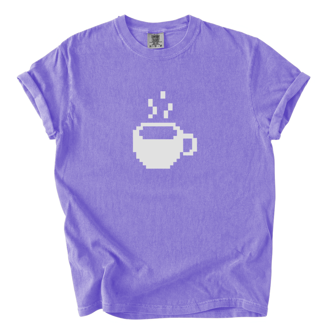 Pixel Coffee Cup Comfort Colors T-Shirt | Minimalist Retro Gamer Coffee Graphic Tee