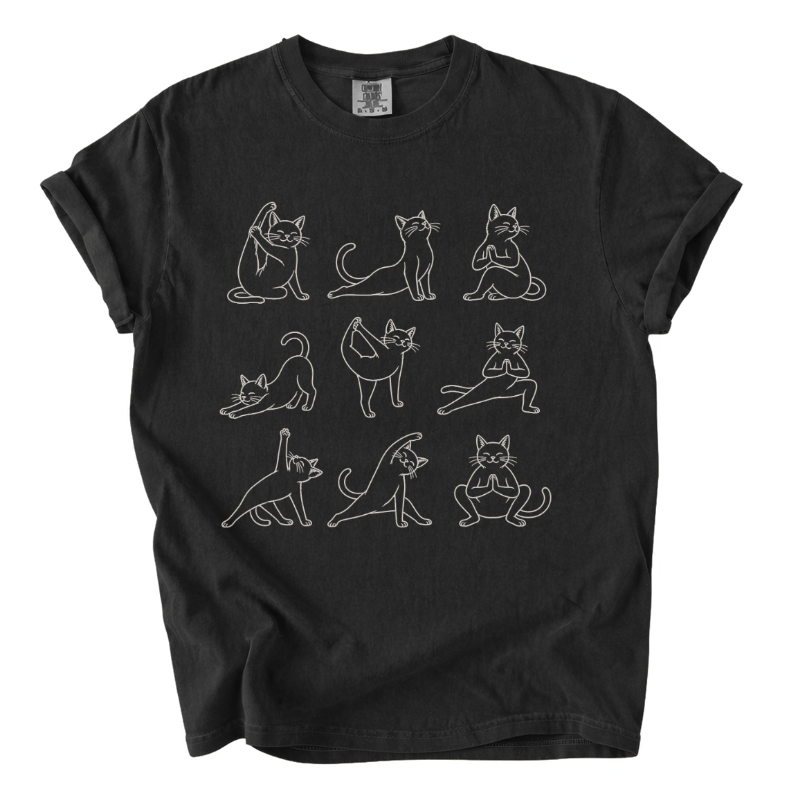 Cat Yoga Poses Shirt – Funny Cat Lover Comfort Colors Graphic Tee