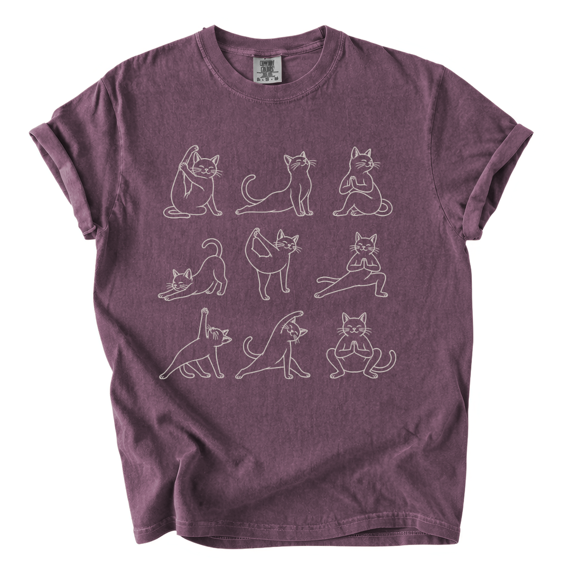 Cat Yoga Poses Shirt – Funny Cat Lover Comfort Colors Graphic Tee