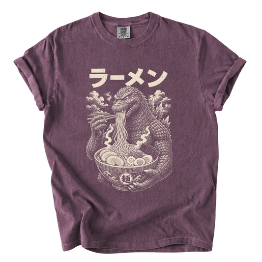 Godzilla Eating Ramen Shirt – Japanese Kaiju Comfort Colors Graphic Tee