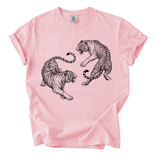 Two Tigers Yin and Yang Shirt – Vintage Fighting Tiger Comfort Colors Graphic Tee