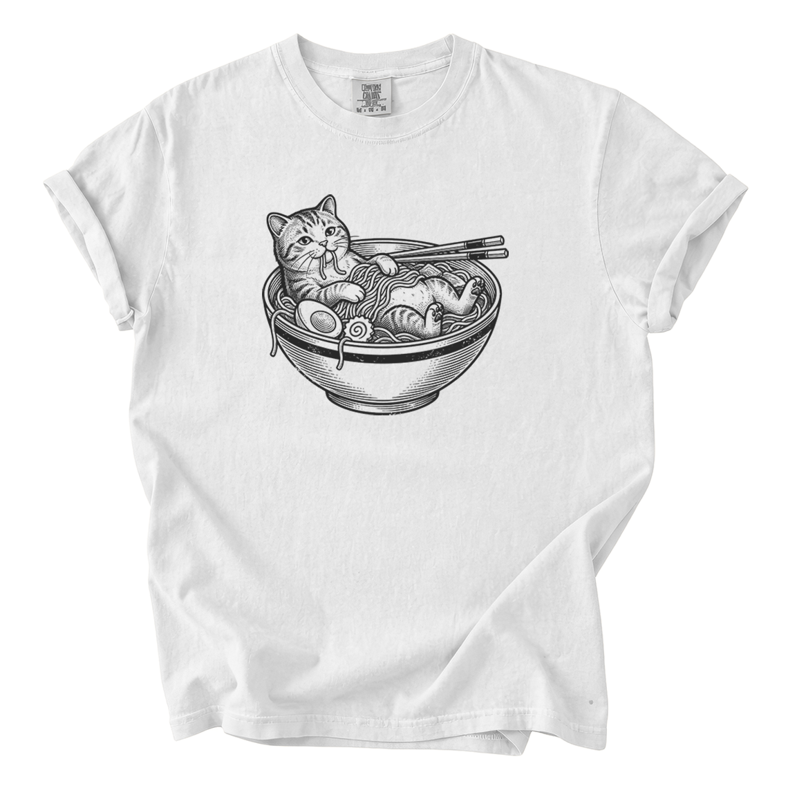 Cat in Ramen Bowl Shirt – Funny Foodie Comfort Colors Graphic Tee