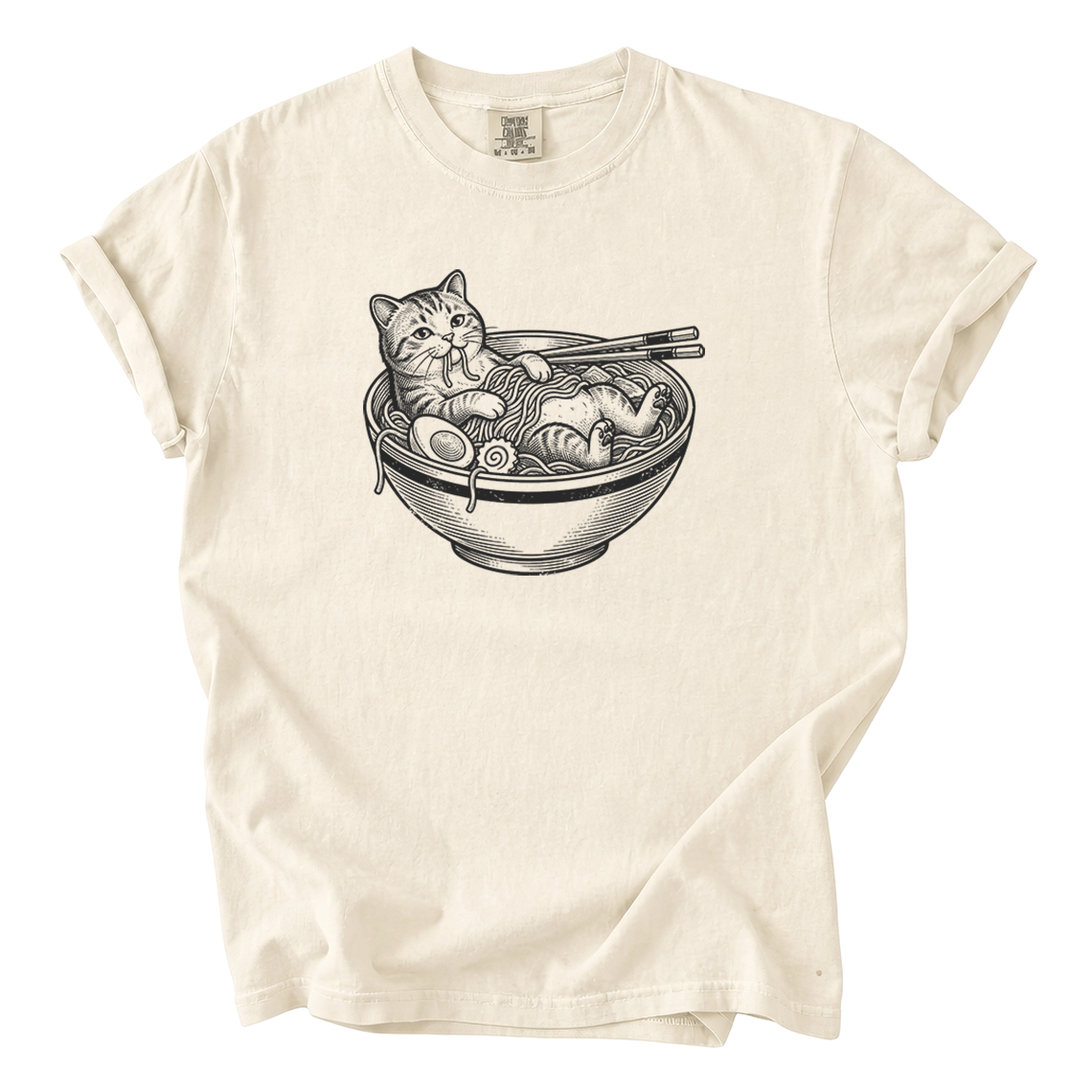 Cat in Ramen Bowl Shirt – Funny Foodie Comfort Colors Graphic Tee