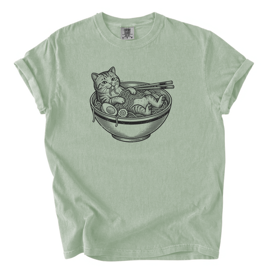 Cat in Ramen Bowl Shirt – Funny Foodie Comfort Colors Graphic Tee